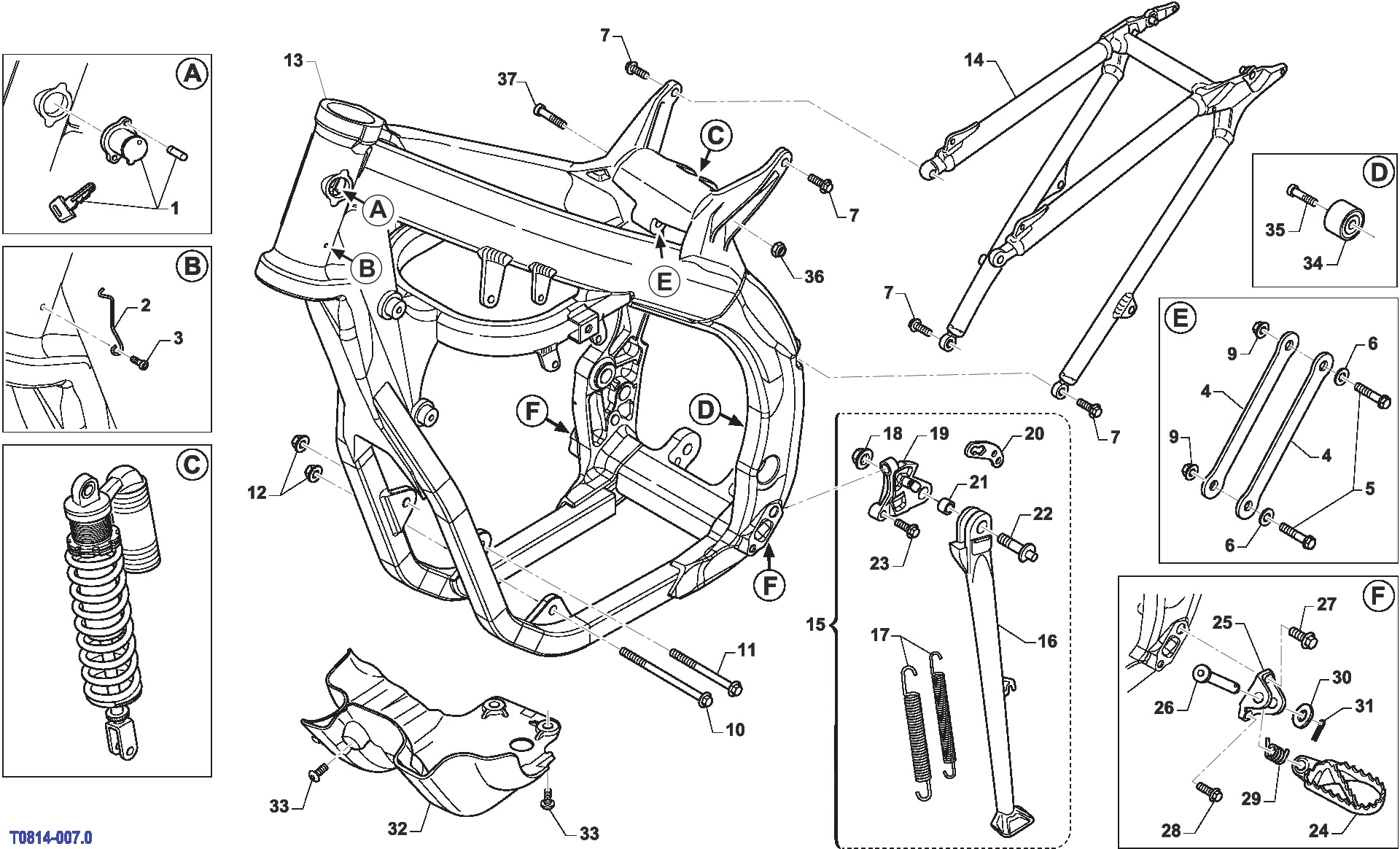 Pièces d'origine pour TM RACING 144 144 2T 144 EN 2011 - Cadre et partie-cycle MX 08-12