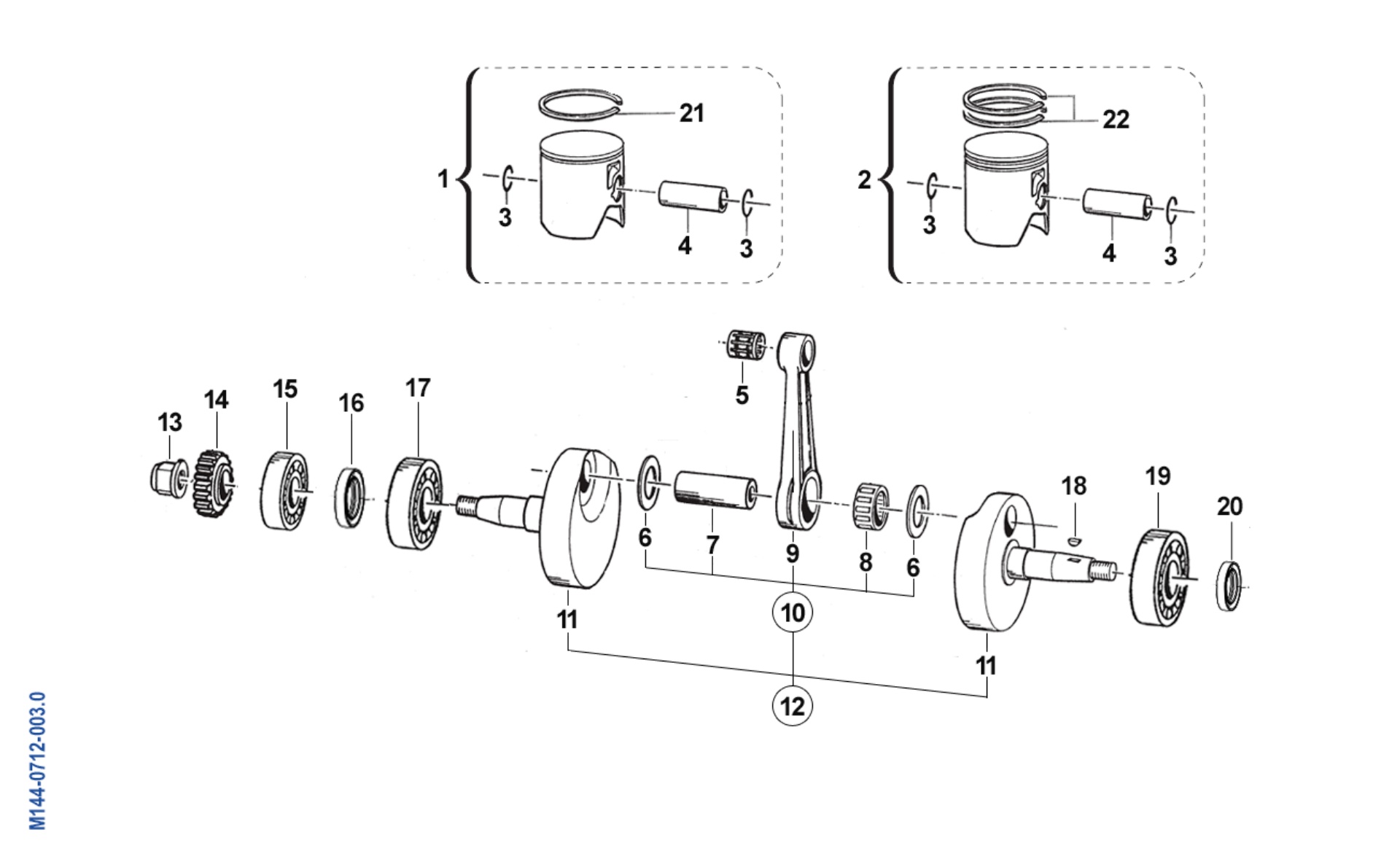Pièces d'origine pour TM RACING 144 144 2T 144 EN 2011 - Vilebrequin et piston moteur