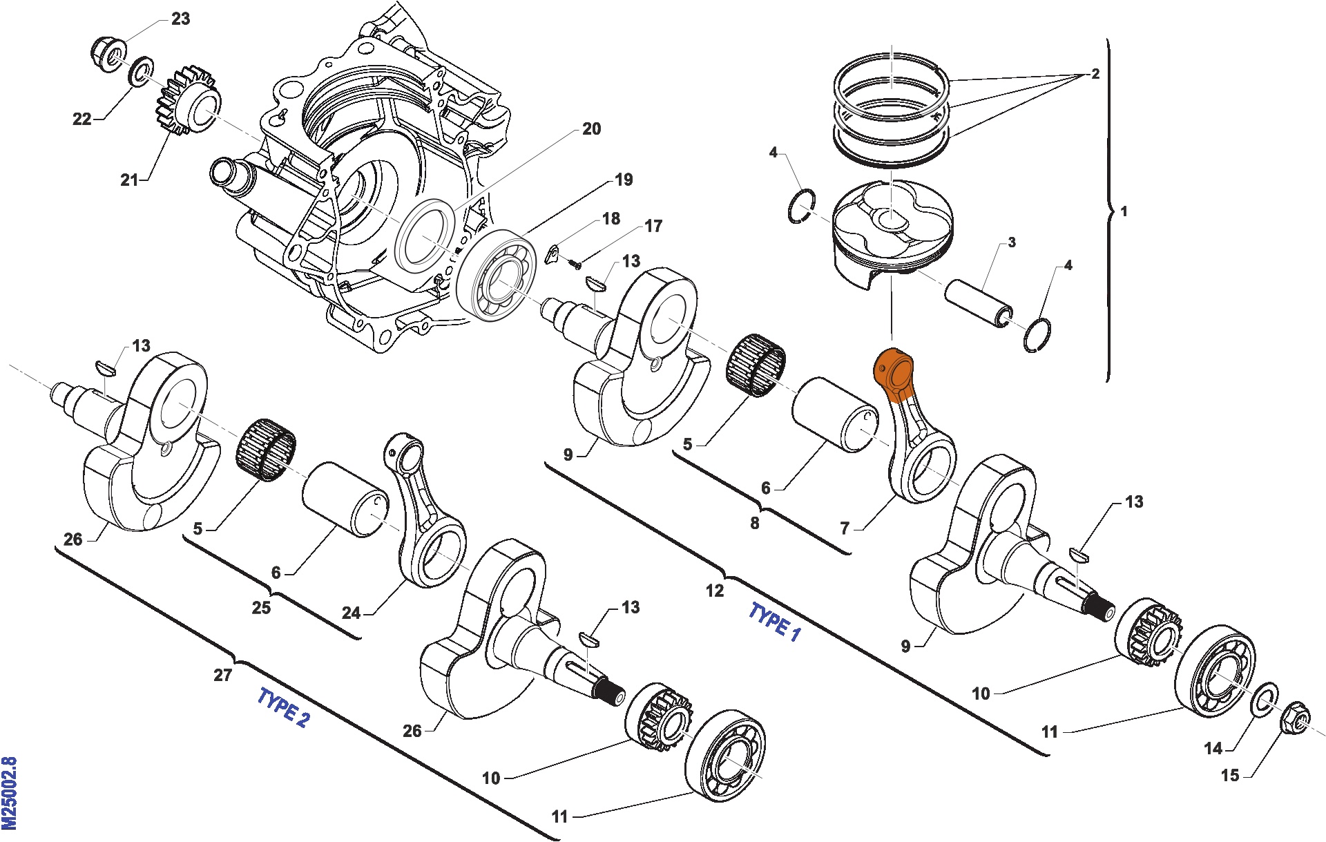 Pièces d'origine pour TM RACING 250 250 4T 250 Fi EN 2011 - Vilebrequin et piston