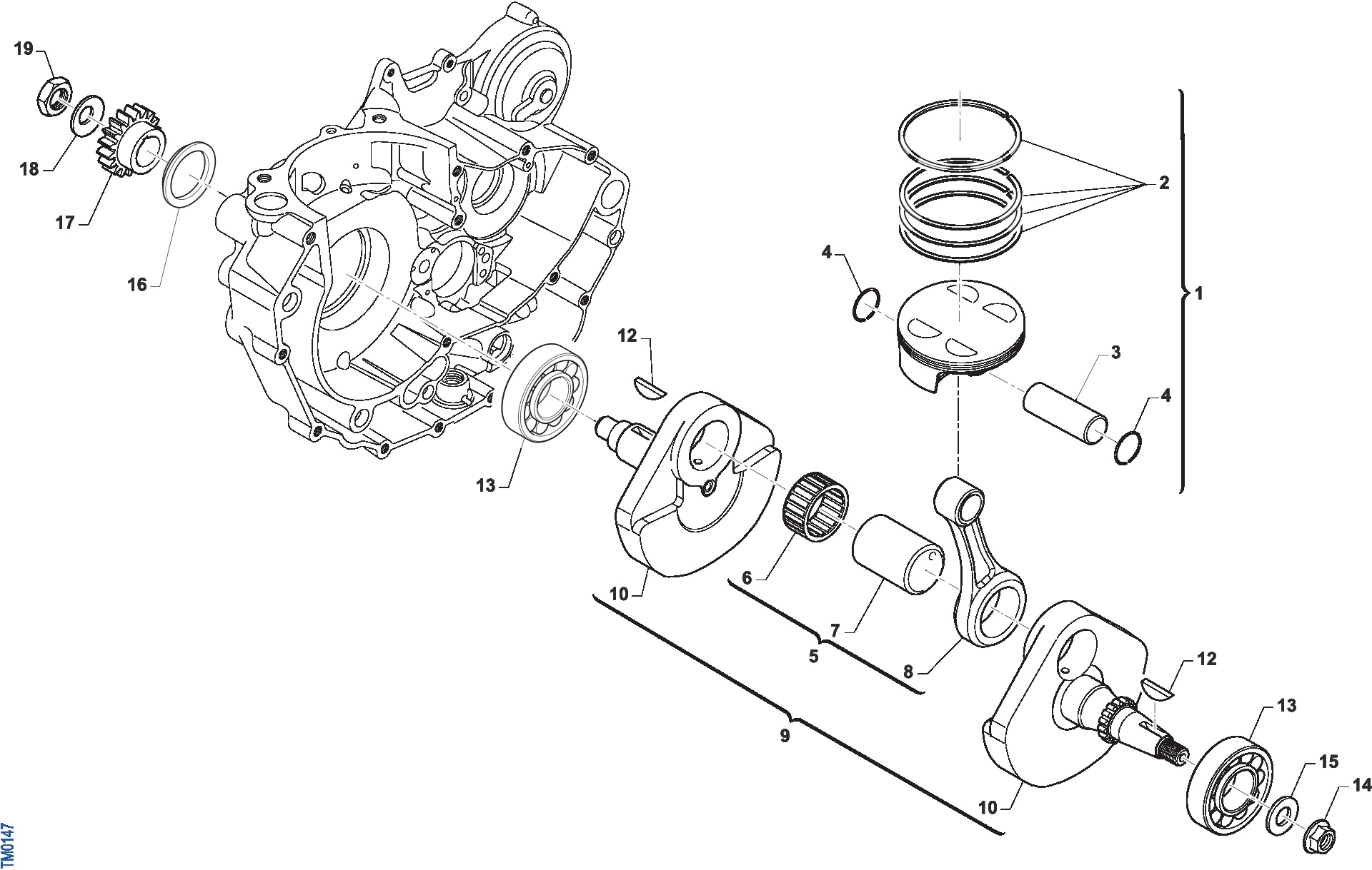 Pièces d'origine pour TM RACING 450 450 4T 450 Fi MX 2011 - Vilebrequin et piston