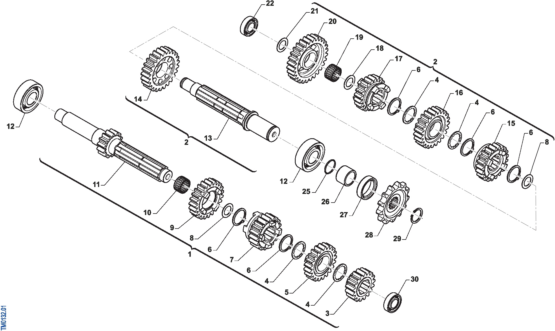 Pièces d'origine pour TM RACING 450 450 4T 450 Fi SMX 2011 - Boîte de vitesses
