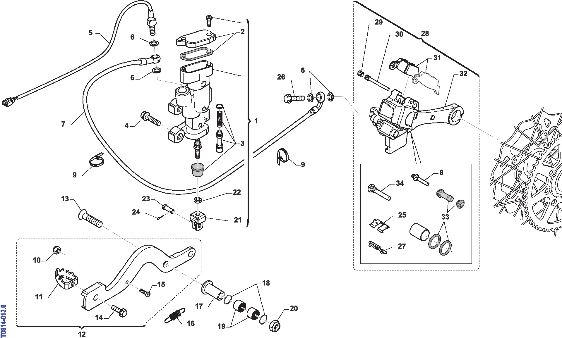 Pièces d'origine pour TM RACING 300 300 2T 300 EN 2010 - Frein arrière 250/300 MX 08-10