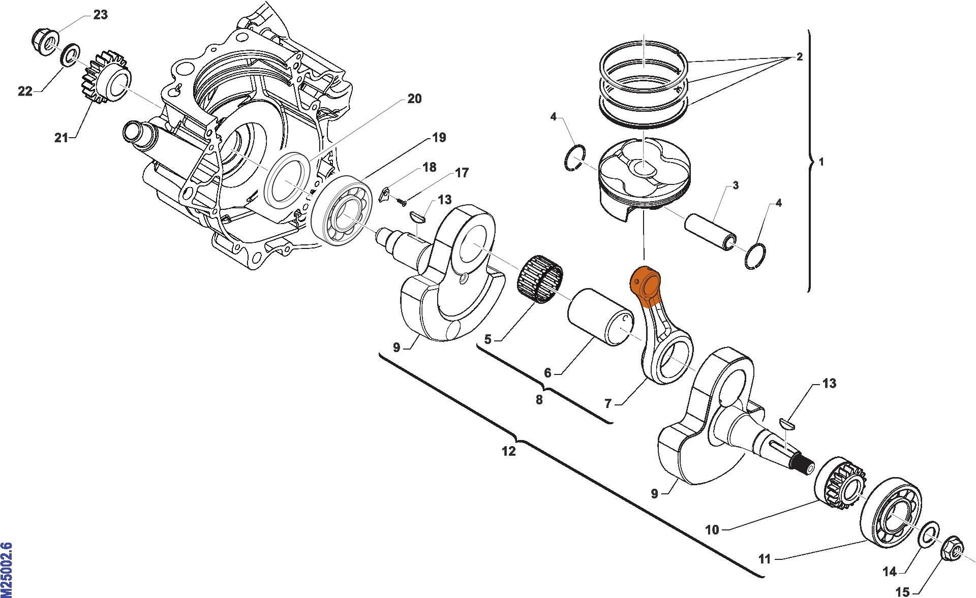 Pièces d'origine pour TM RACING 250 250 4T 250 Fi EN 2010 - Vilebrequin et piston
