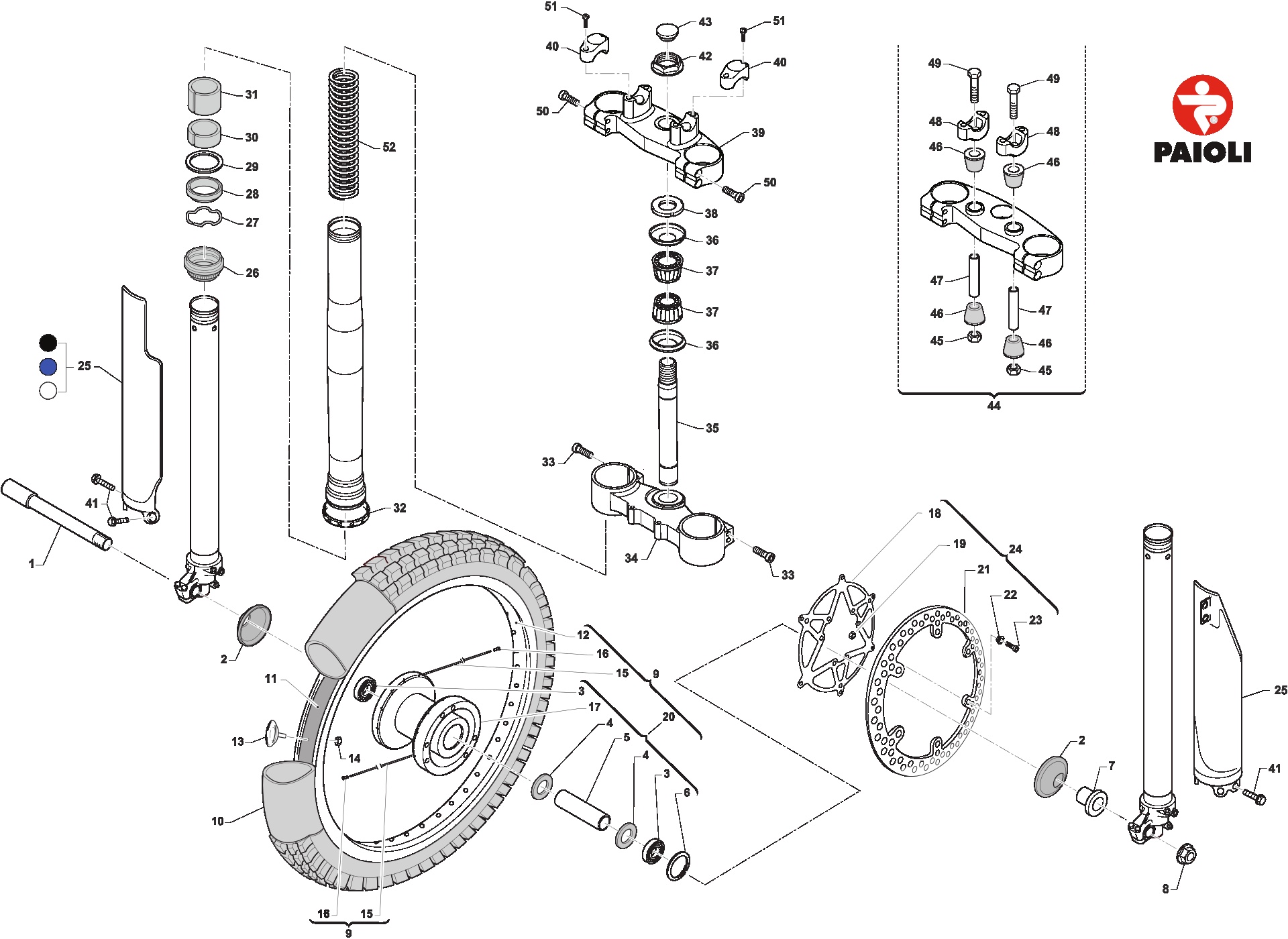 Pièces d'origine pour TM RACING 144 144 2T 144 EN 2009 - Fourche avant PAIOLI