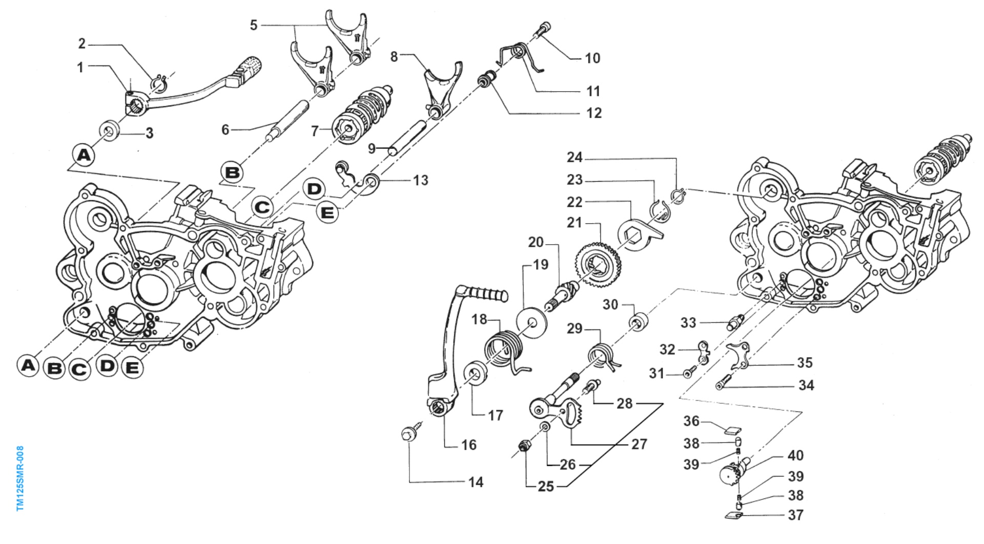Pièces d'origine pour TM RACING 144 144 2T 144 EN 2009 - Fourchettes moteur et transmission