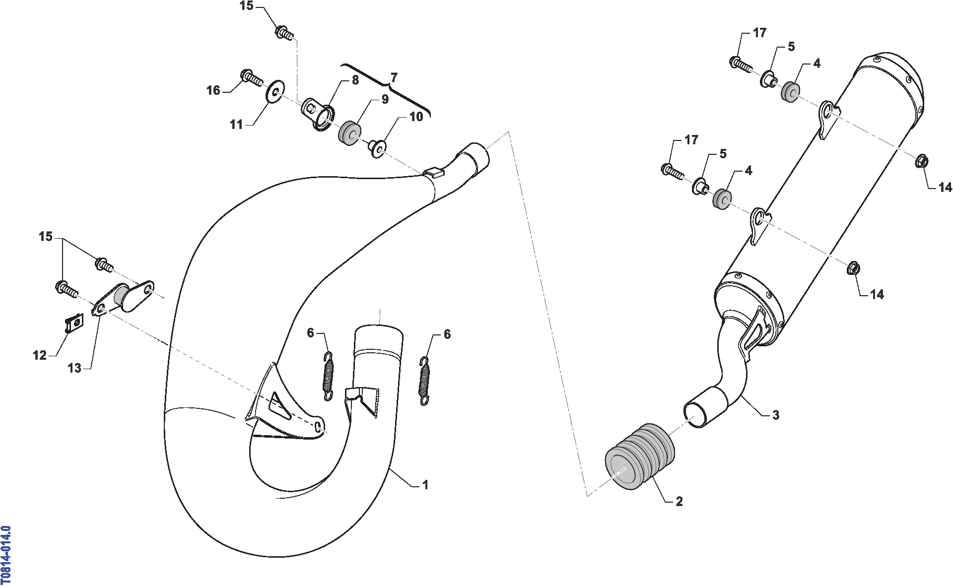 Pièces d'origine pour TM RACING 125 125 2T 125 EN 2008 - Échappement 125-144 MX