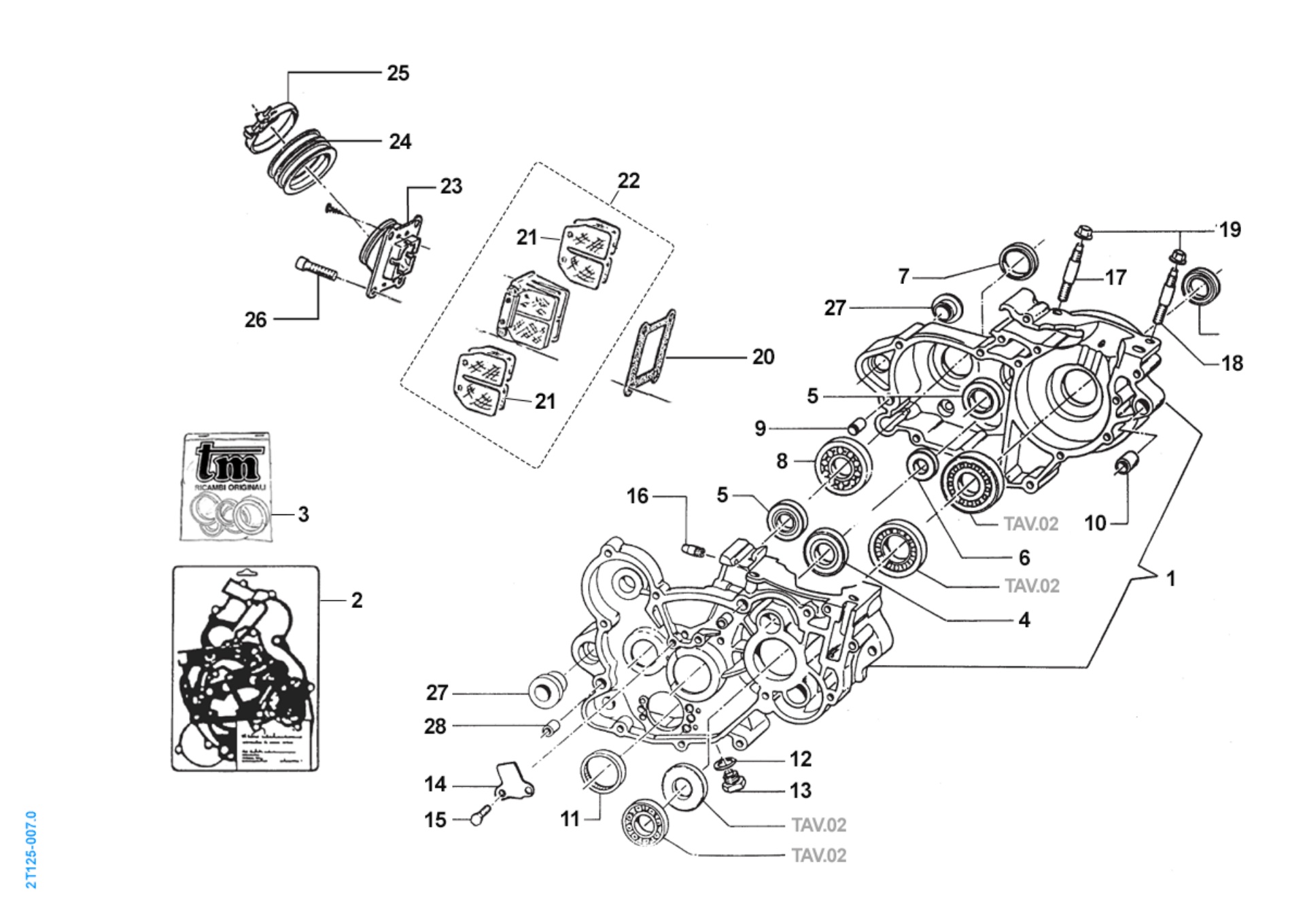 Pièces d'origine pour TM RACING 125 125 2T 125 EN 2008 - Bas moteur