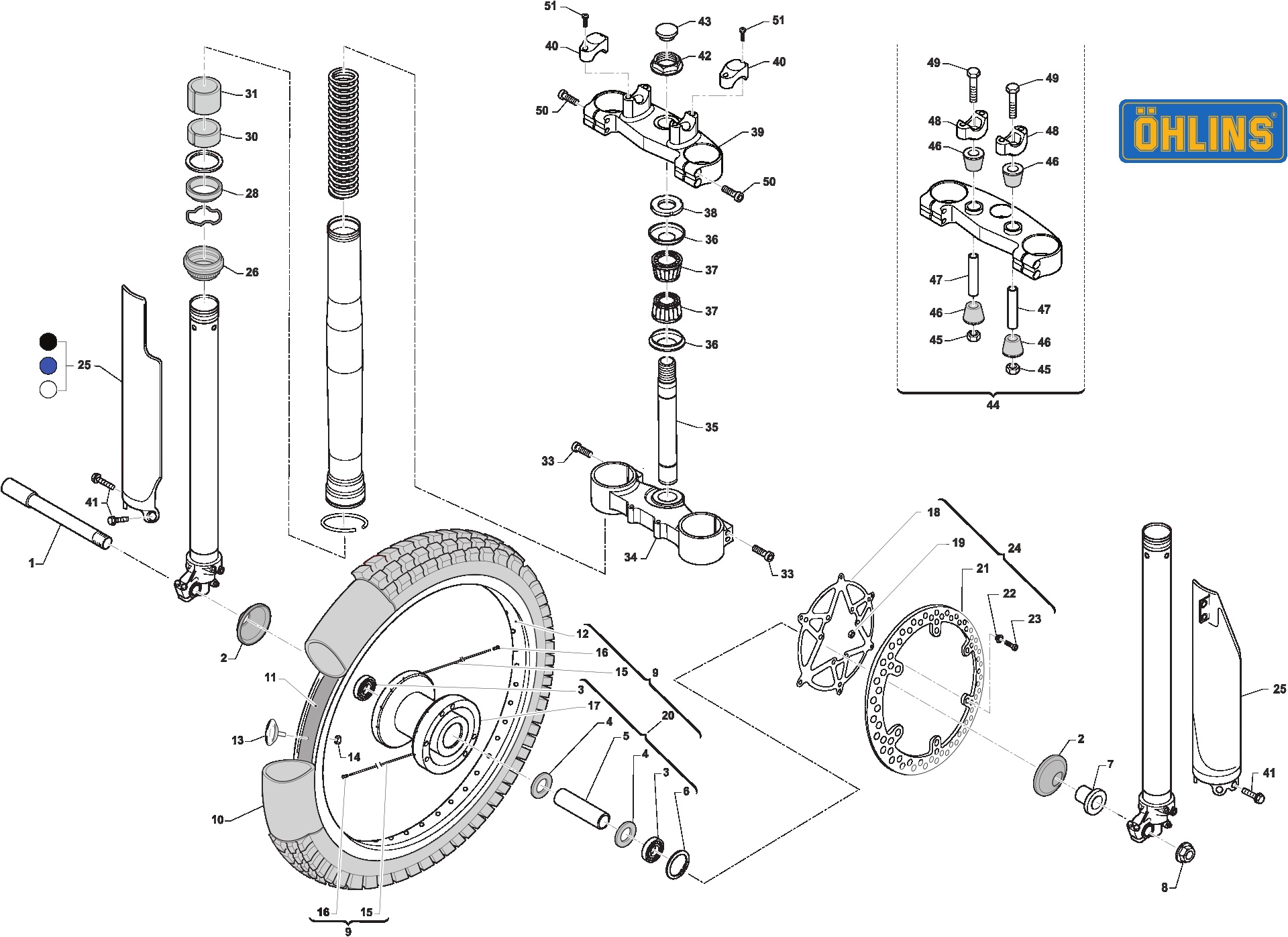 Pièces d'origine pour TM RACING 125 125 2T 125 MX 2008 - Fourche avant OHLINS