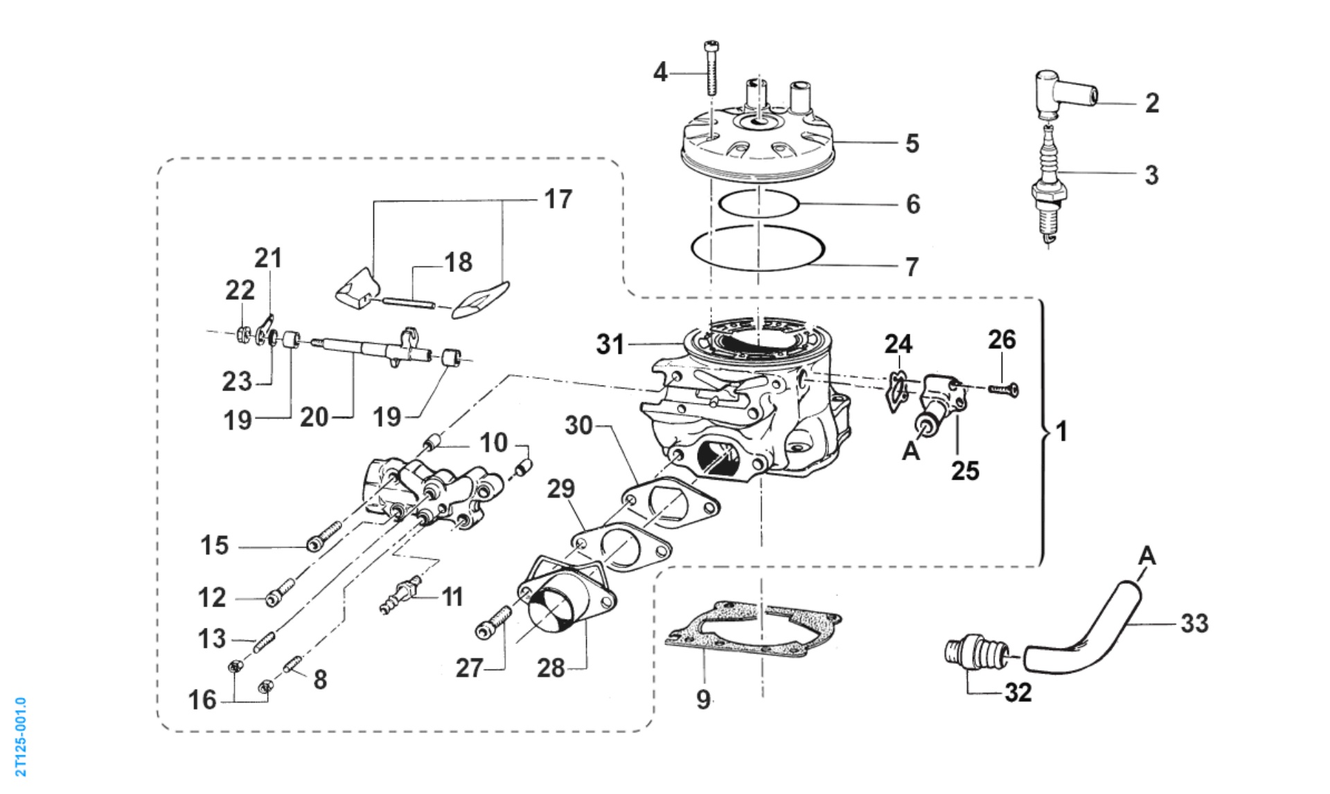 Pièces d'origine pour TM RACING 144 144 2T 144 MX 2008 - Cylindre moteur