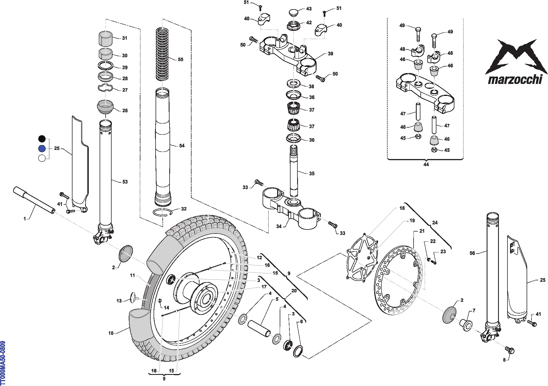Pièces d'origine pour TM RACING 250 250 2T 250 EN 2008 - Fourche avant MARZOCCHI