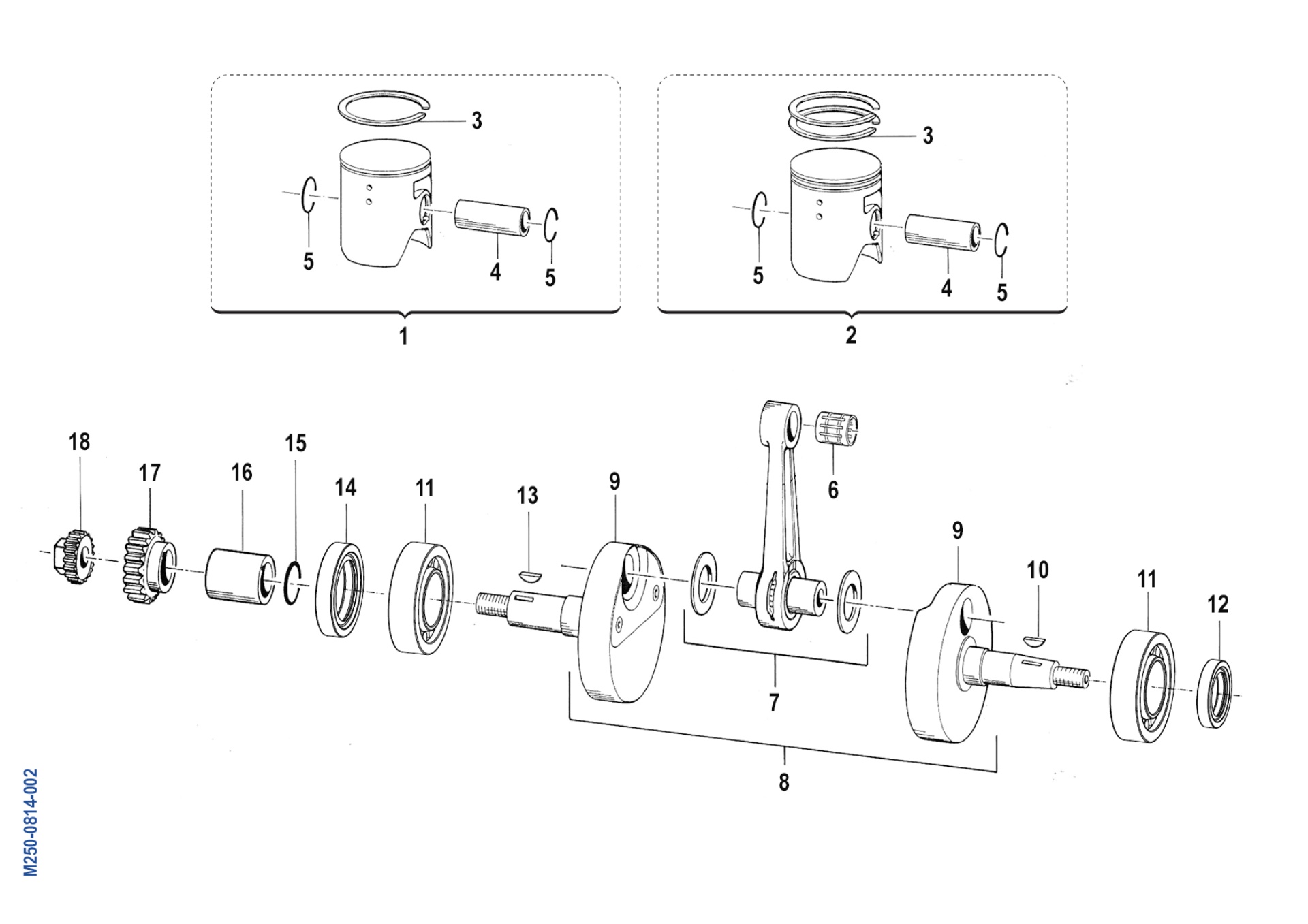 Pièces d'origine pour TM RACING 250 250 2T 250 EN 2008 - Vilebrequin et piston moteur