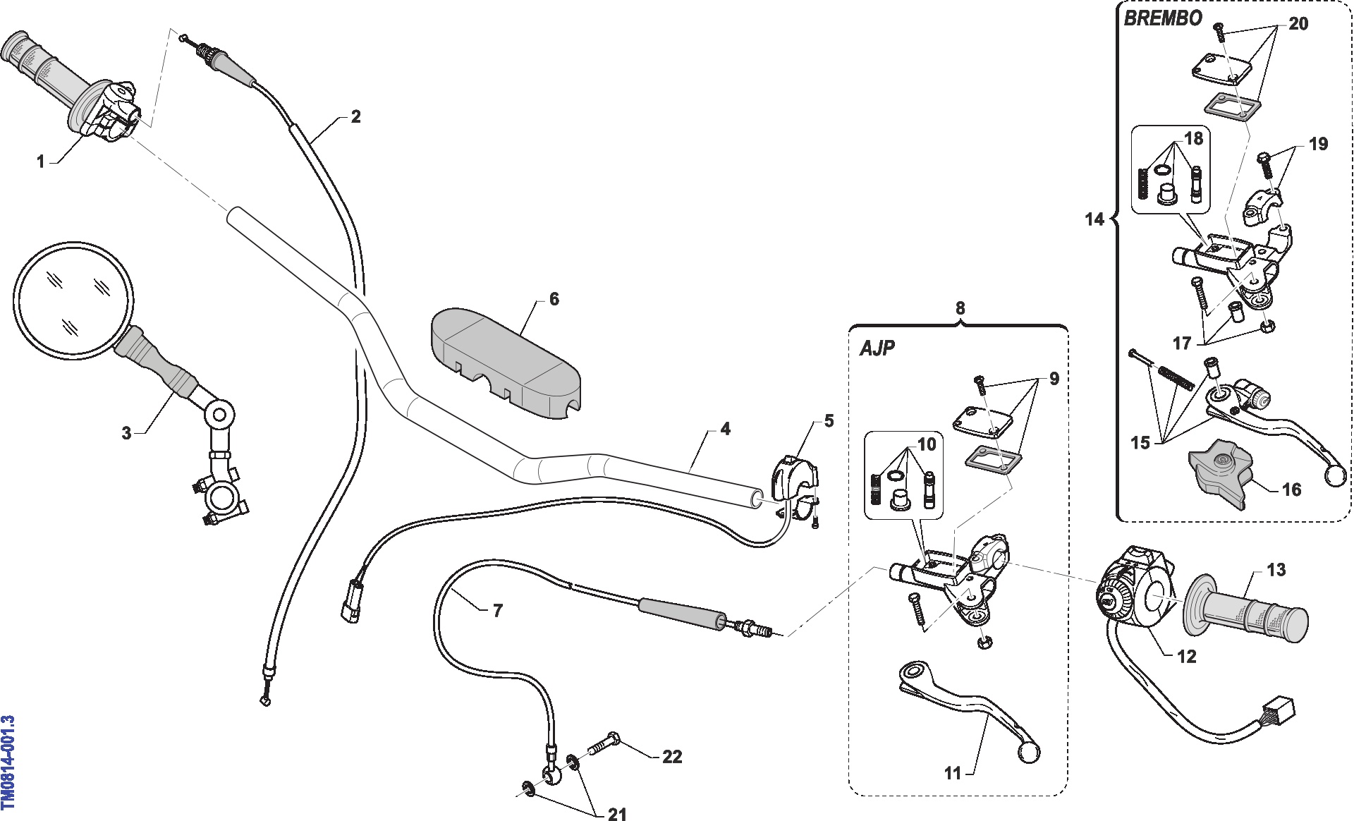 Pièces d'origine pour TM RACING 300 300 2T 300 EN 2008 - Guidon et commandes