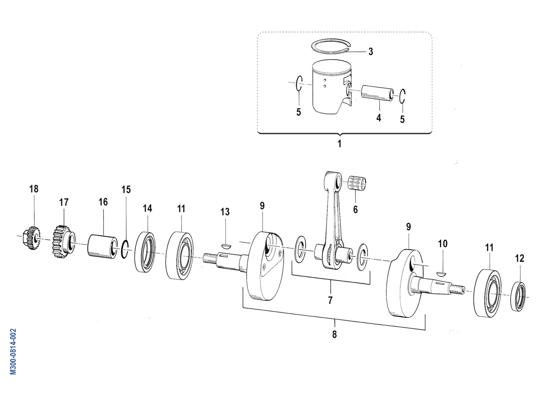Pièces d'origine pour TM RACING 300 300 2T 300 EN 2008 - Vilebrequin et piston moteur