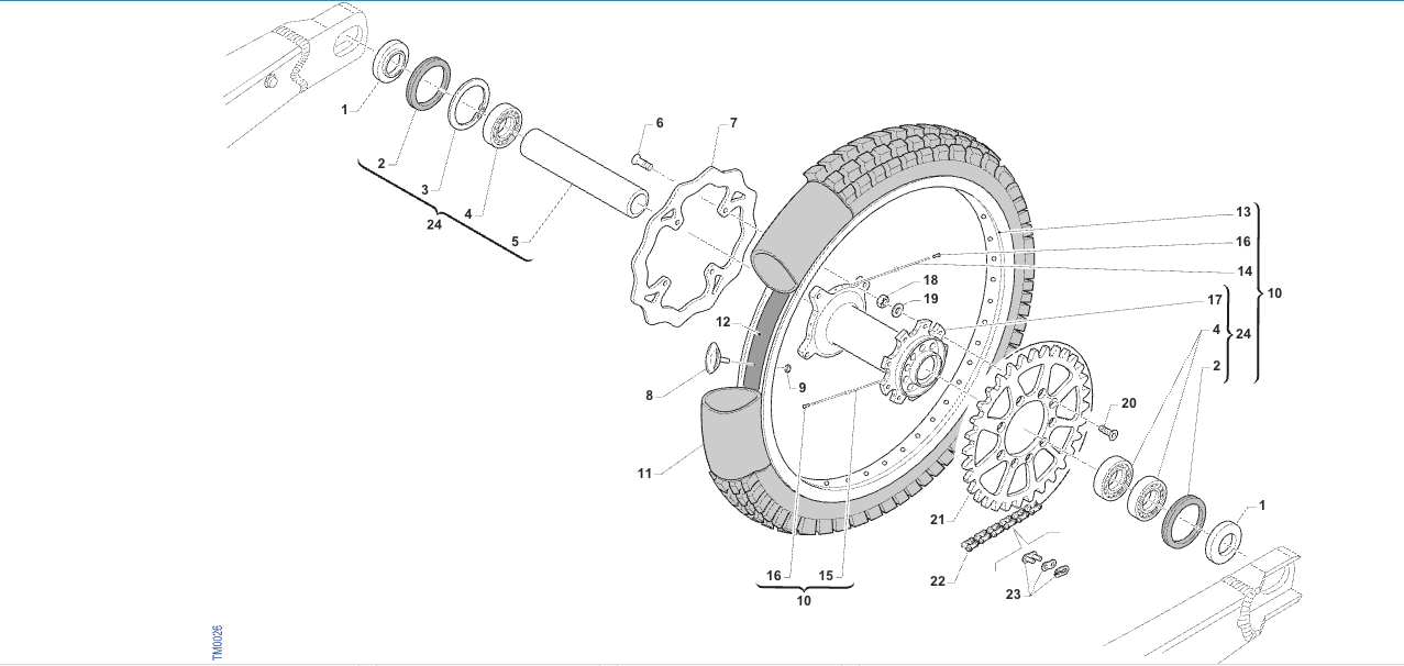 Pièces d'origine pour TM RACING 125 125 2T 125 ES EN 2025 - Roue arrière 18x1.85
