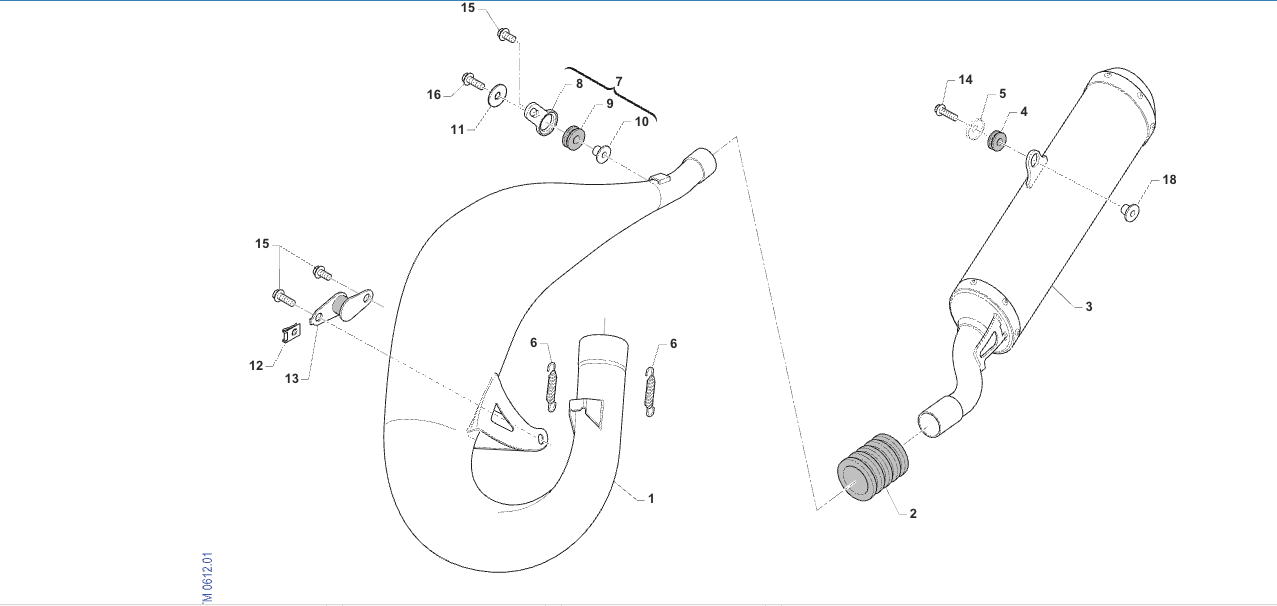 Pièces d'origine pour TM RACING 125 125 2T 125 ES EN 2025 - Échappement