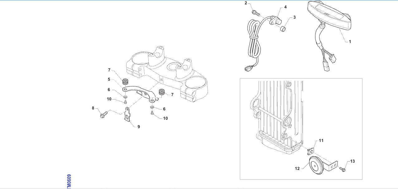 Pièces d'origine pour TM RACING 125 125 2T 125 ES EN 2025 - Tableau de bord et klaxon