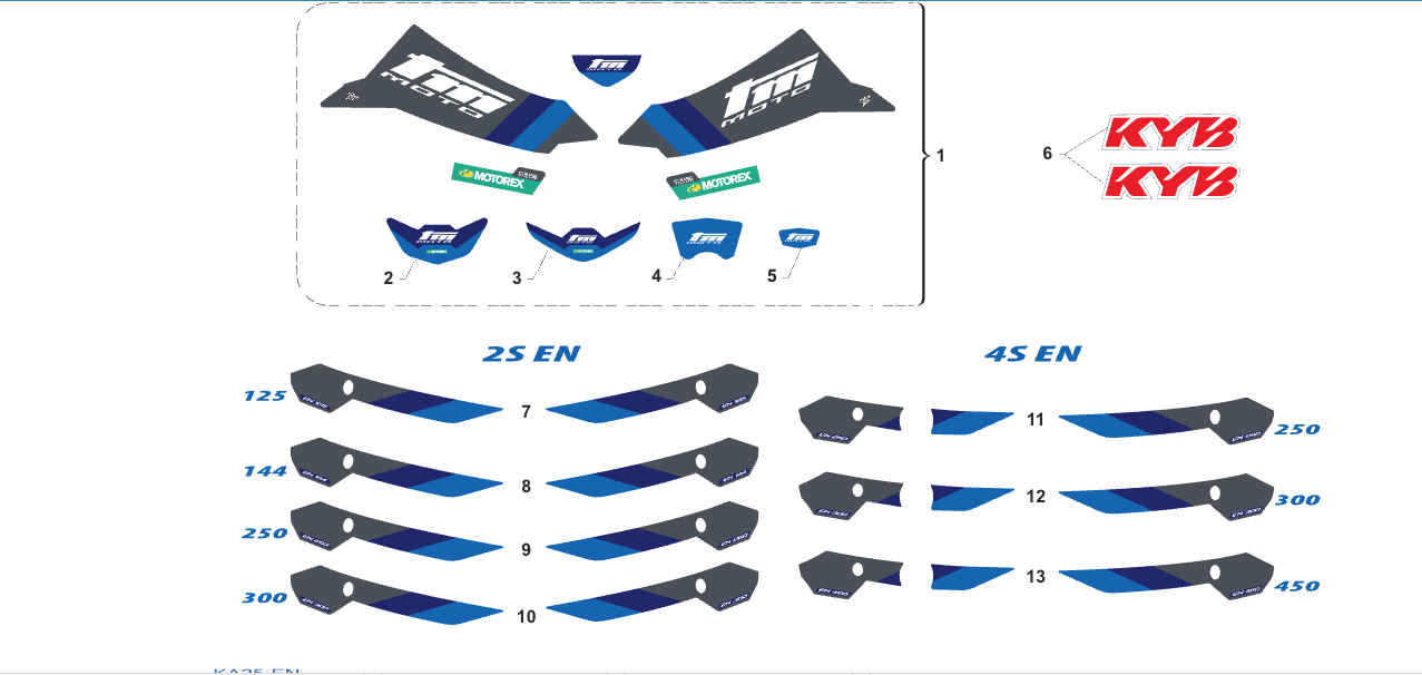 Pièces d'origine pour TM RACING 125 125 2T 125 ES EN 2025 - Kit autocollants