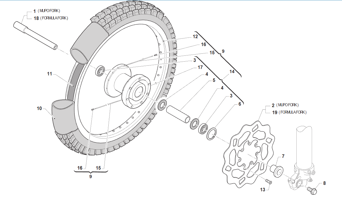Pièces d'origine pour TM RACING 100 100 2T 100 MX JUNIOR 2026 - Roue avant