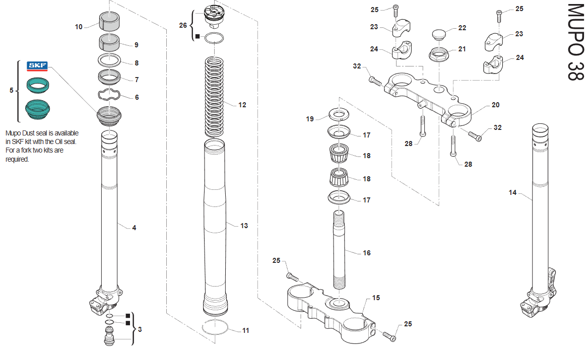 Pièces d'origine pour TM RACING 112 112 2T 112 SMX JUNIOR 2026 - Fourche avant