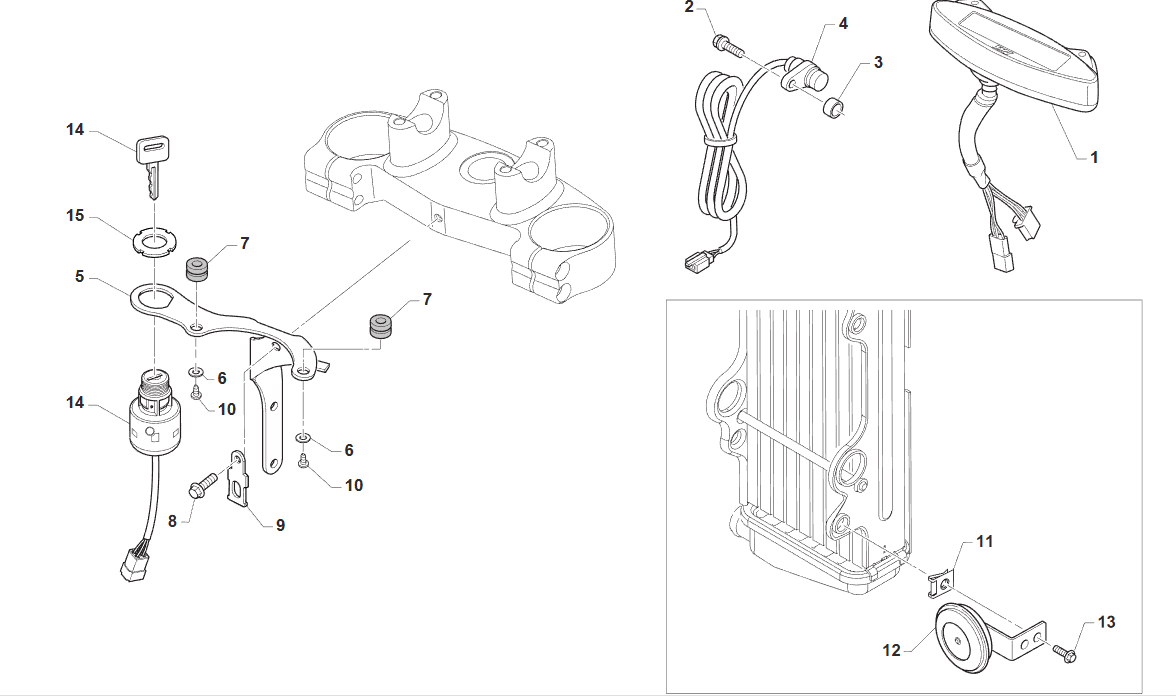 Pièces d'origine pour TM RACING 125 125 2T 125 Fi SMR e4/e5 2026 - Compteur kilométrique et klaxon