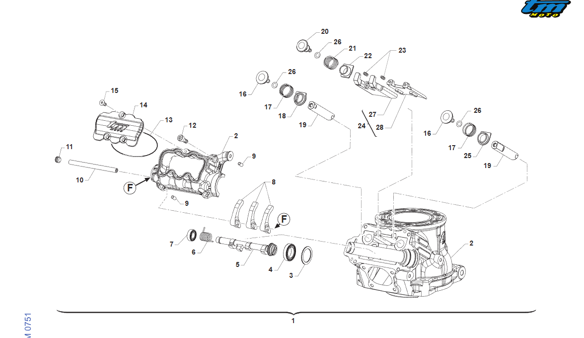 Pièces d'origine pour TM RACING 125 125 2T 125 EN ES 2026 - Cylindre 125 MX carburateur