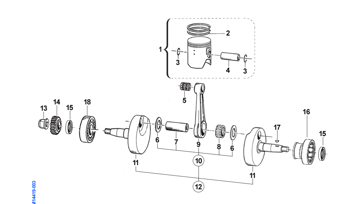 Pièces d'origine pour TM RACING 144 144 2T 144 EN 2026 - Vilebrequin et piston