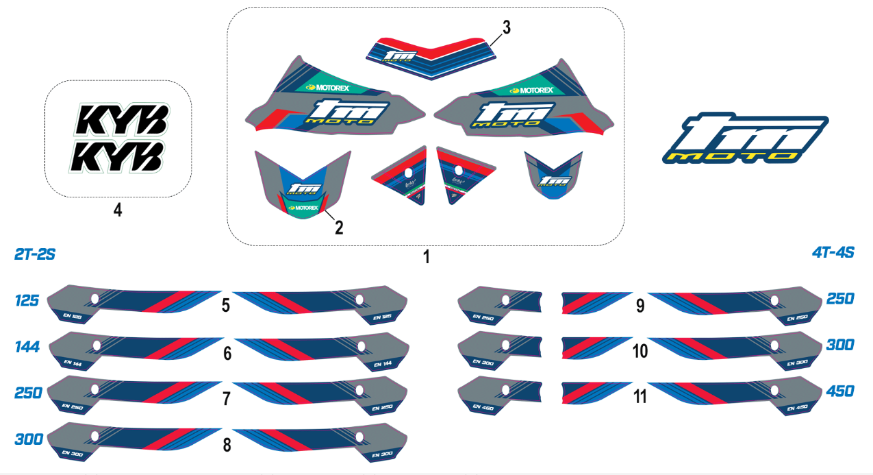 Pièces d'origine pour TM RACING 300 300 2T 300 FI EN 2026 - Kit adhésifs et autocollants