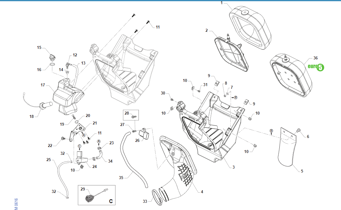 Pièces d'origine pour TM RACING 300 300 2T 300 FI SMR 2026 - Filtre à air et lubrification