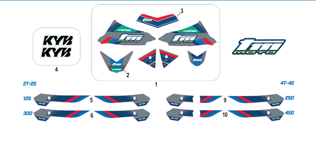 Pièces d'origine pour TM RACING 300 300 2T 300 FI SMR 2026 - Kit adhésifs SM