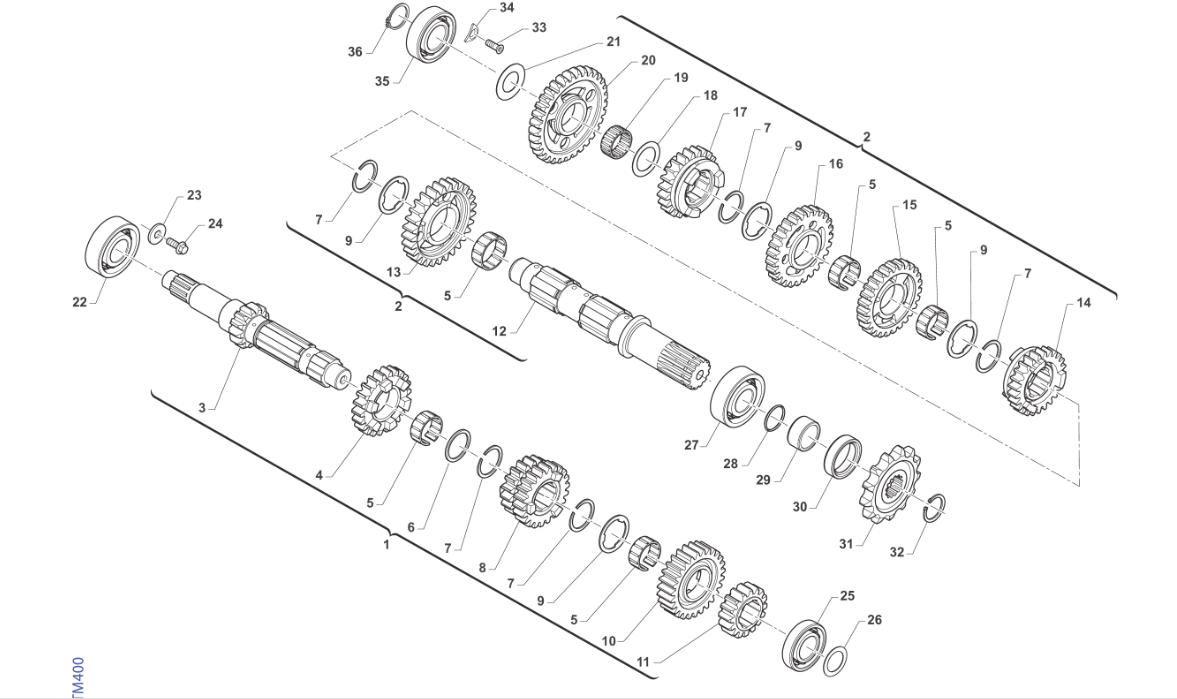 Pièces d'origine pour TM RACING 300 300 2T 300 FI SMR 2026 - Boîte de vitesse 6 rapports