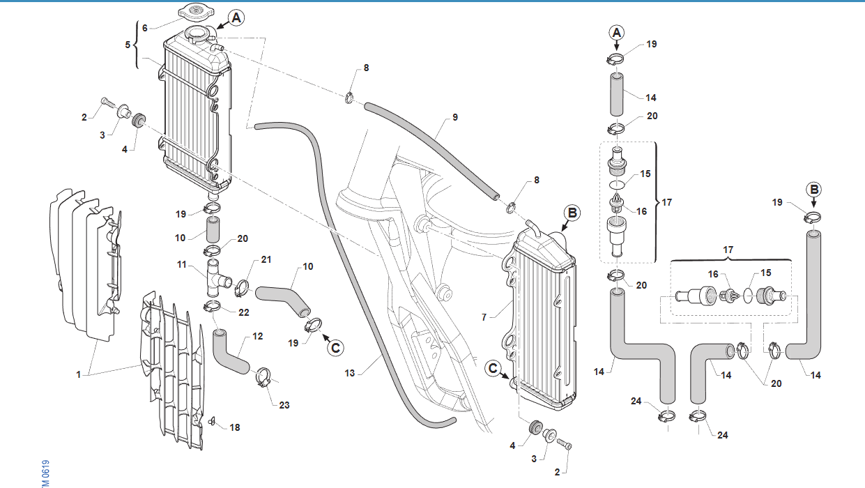 Pièces d'origine pour TM RACING 300 300 2T 300 MX 2026 - Radiateur moteur