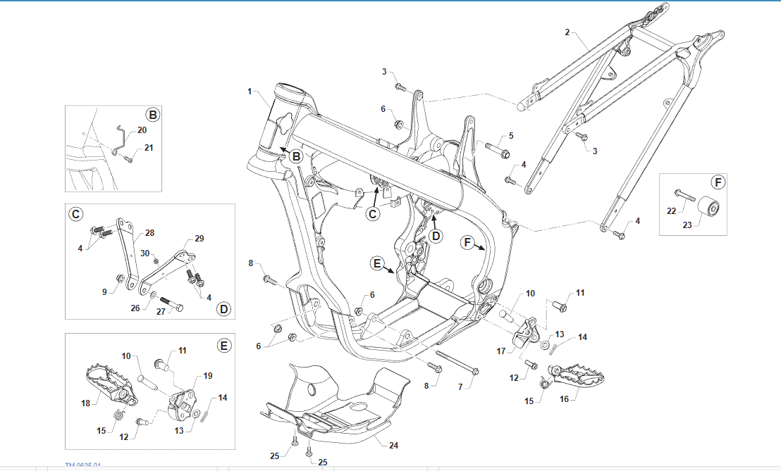 Pièces d'origine pour TM RACING 300 300 2T 300 MX 2026 - Cadre et partie-cycle