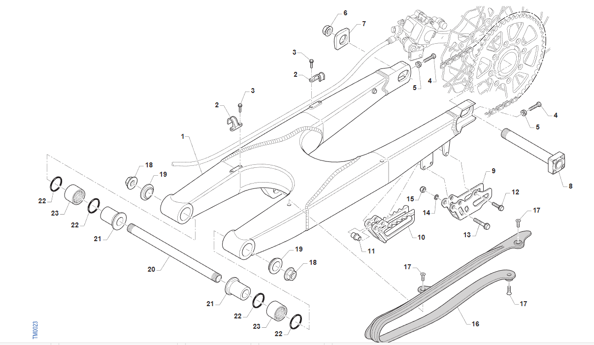 Pièces d'origine pour TM RACING 300 300 2T 300 MX 2026 - Bras oscillant
