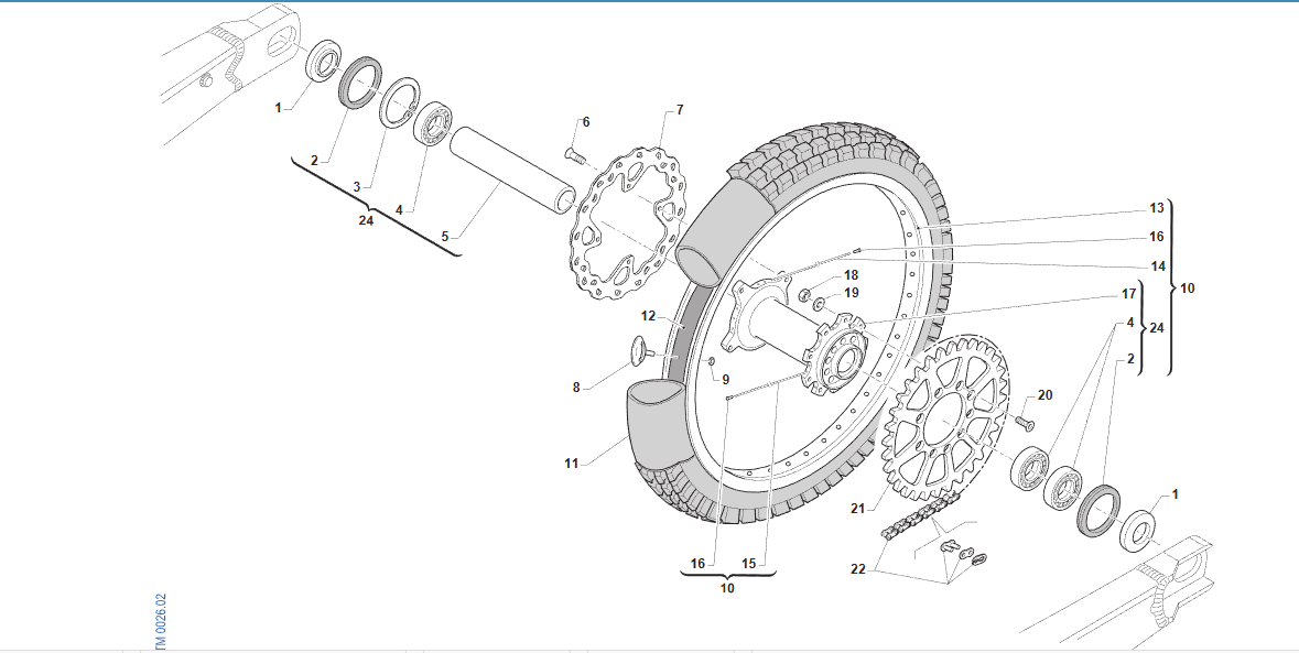 Pièces d'origine pour TM RACING 300 300 2T 300 MX 2026 - Roue arrière 19 x 2,15