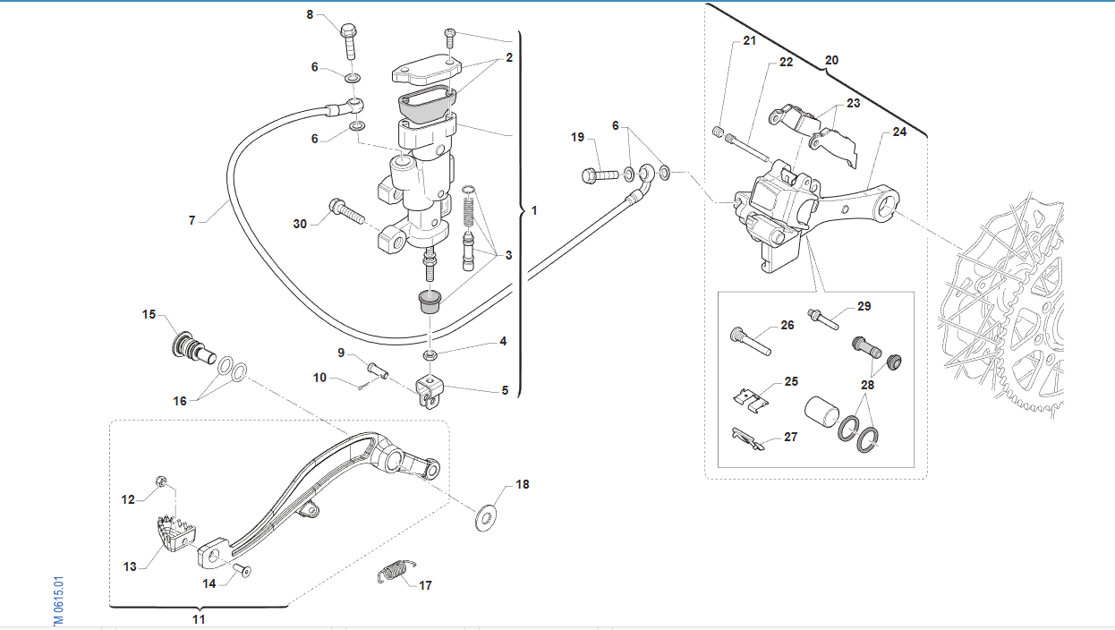 Pièces d'origine pour TM RACING 300 300 2T 300 MX 2026 - Frein arrière