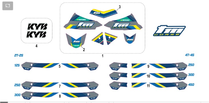 Pièces d'origine pour TM RACING 450 450 4T 450 Fi EN 2026 - Kit adhésifs et autocollants en Corse