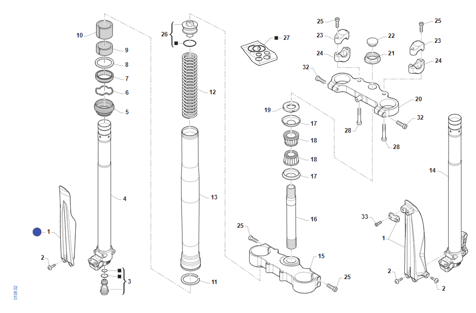 Pièces d'origine pour TM RACING 100 100 2T 100 SMX JUNIOR 2024 - Fourche Formula