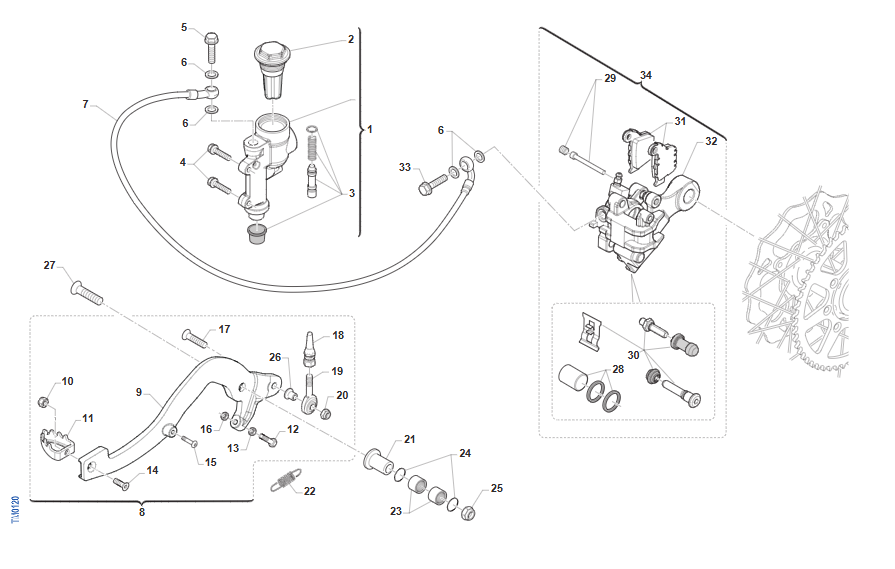 Pièces d'origine pour TM RACING 100 100 2T 100 SMX JUNIOR 2024 - Frein arrière