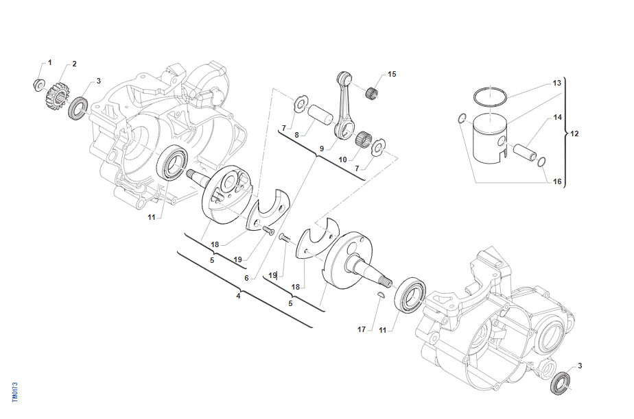 Pièces d'origine pour TM RACING 100 100 2T 100 SMX JUNIOR 2024 - Vilebrequin et piston