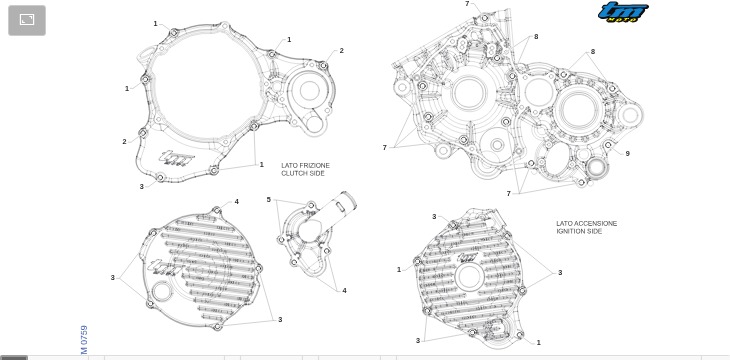 Pièces d'origine pour TM RACING 125 125 2T 125 FI EN ES 2025 - Vis et fixations