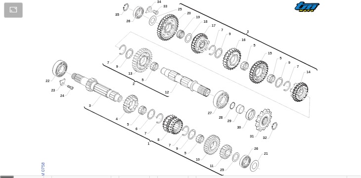 Pièces d'origine pour TM RACING 125 125 2T 125 Fi MX ES 2025 - Boîte MX