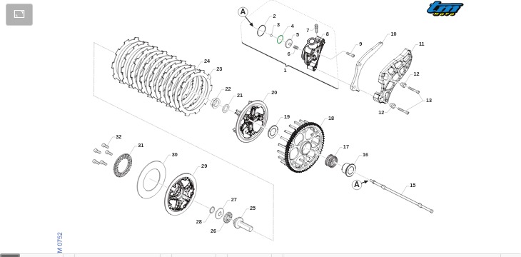 Pièces d'origine pour TM RACING 125 125 2T 125 MX ES 2025 - Embrayage