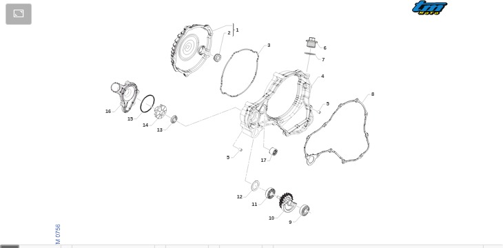 Pièces d'origine pour TM RACING 125 125 2T 125 MX ES 2025 - Couvercle d'embrayage