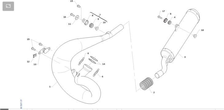 Pièces d'origine pour TM RACING 250 250 2T 250 FI EN 2025 - Échappement moteur