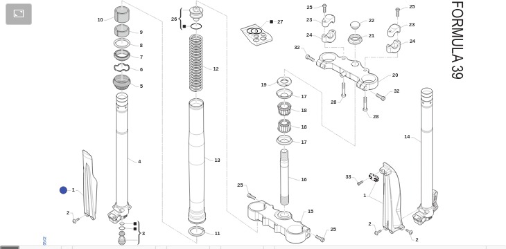 Pièces d'origine pour TM RACING 85 85 2T 85 MX JUNIOR 2024 - Fourche avant Formula