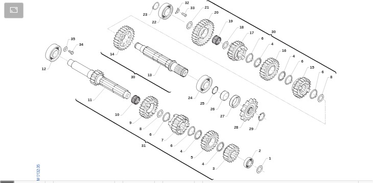 Pièces d'origine pour TM RACING 300 300 2T 300 MX 2025 - Boîte de vitesse MX 5 rapports