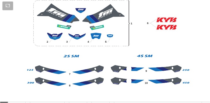 Pièces d'origine pour TM RACING 300 300 2T 300 SMX 2025 - Kit adhésifs et autocollants