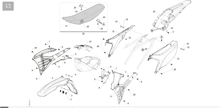 Pièces d'origine pour TM RACING 250 250 4T 250 Fi EN 2025 - Carénages et plastiques et selle