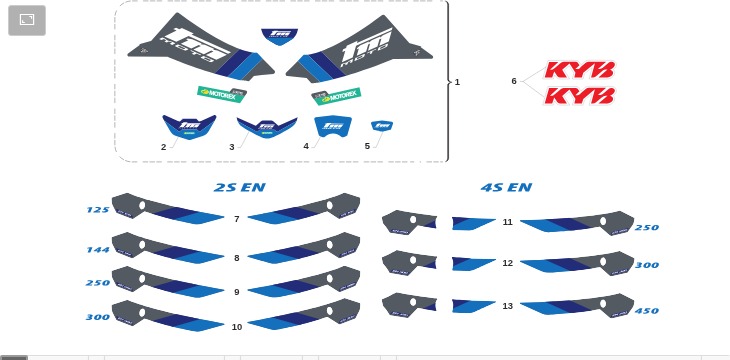 Pièces d'origine pour TM RACING 300 300 4T 300 Fi EN 2025 - Kit adhésifs et autocollants