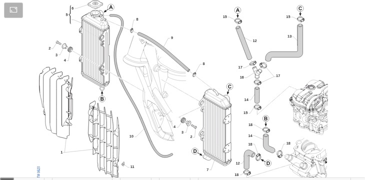 Pièces d'origine pour TM RACING 300 300 4T 300 Fi MX 2025 - Radiateurs